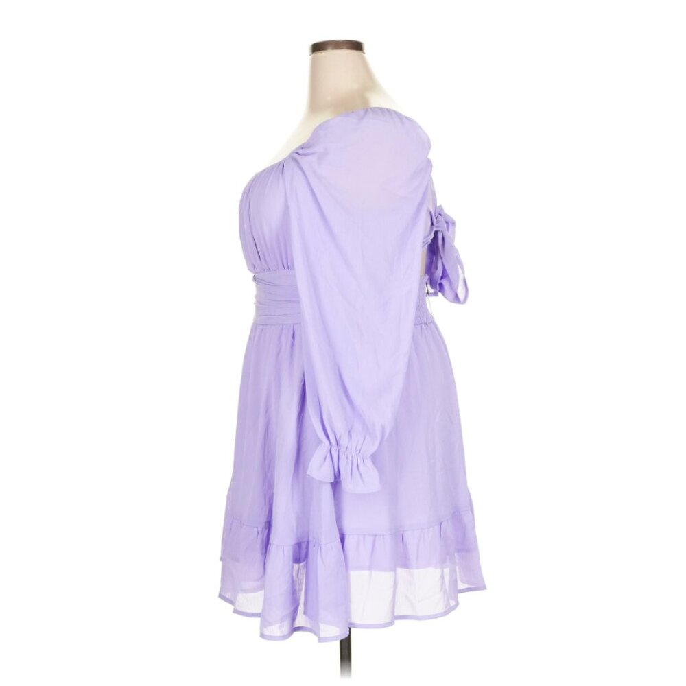 EXLURA Casual Long Lantern Sleeve Square Neck Ruffle Tie-Back Dress  - Size XXL - Picture 7 of 11